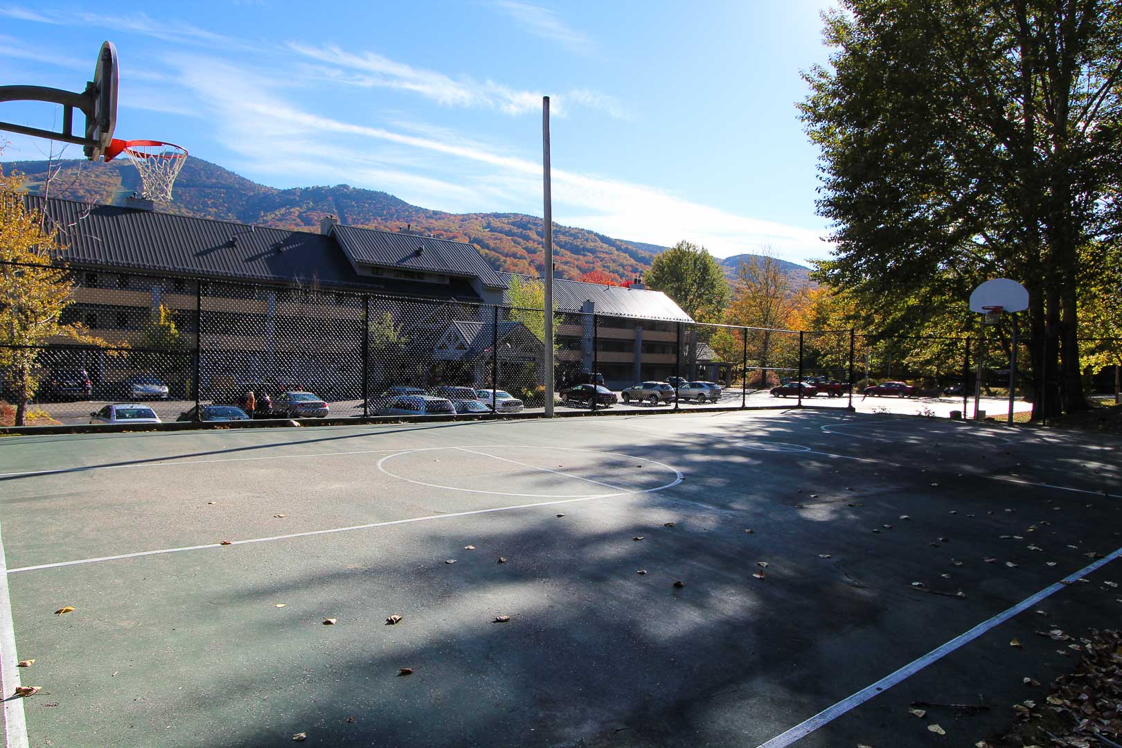 A large outdoor basketball at VRI's Village of Loon Mountain in New Hampshire.
